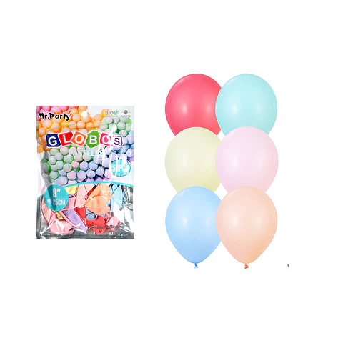 Globos de látex colores pasteles surtidos 25cm 50pcs