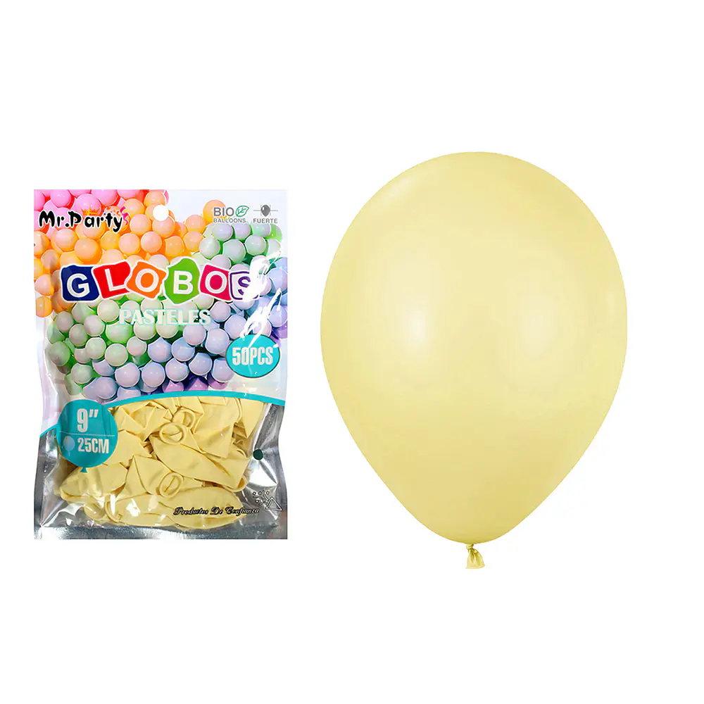 Globos de látex pastel amarillo 25cm 50pcs