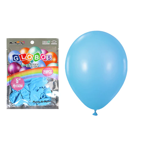 Globos de látex celeste mate 15cm 20pcs