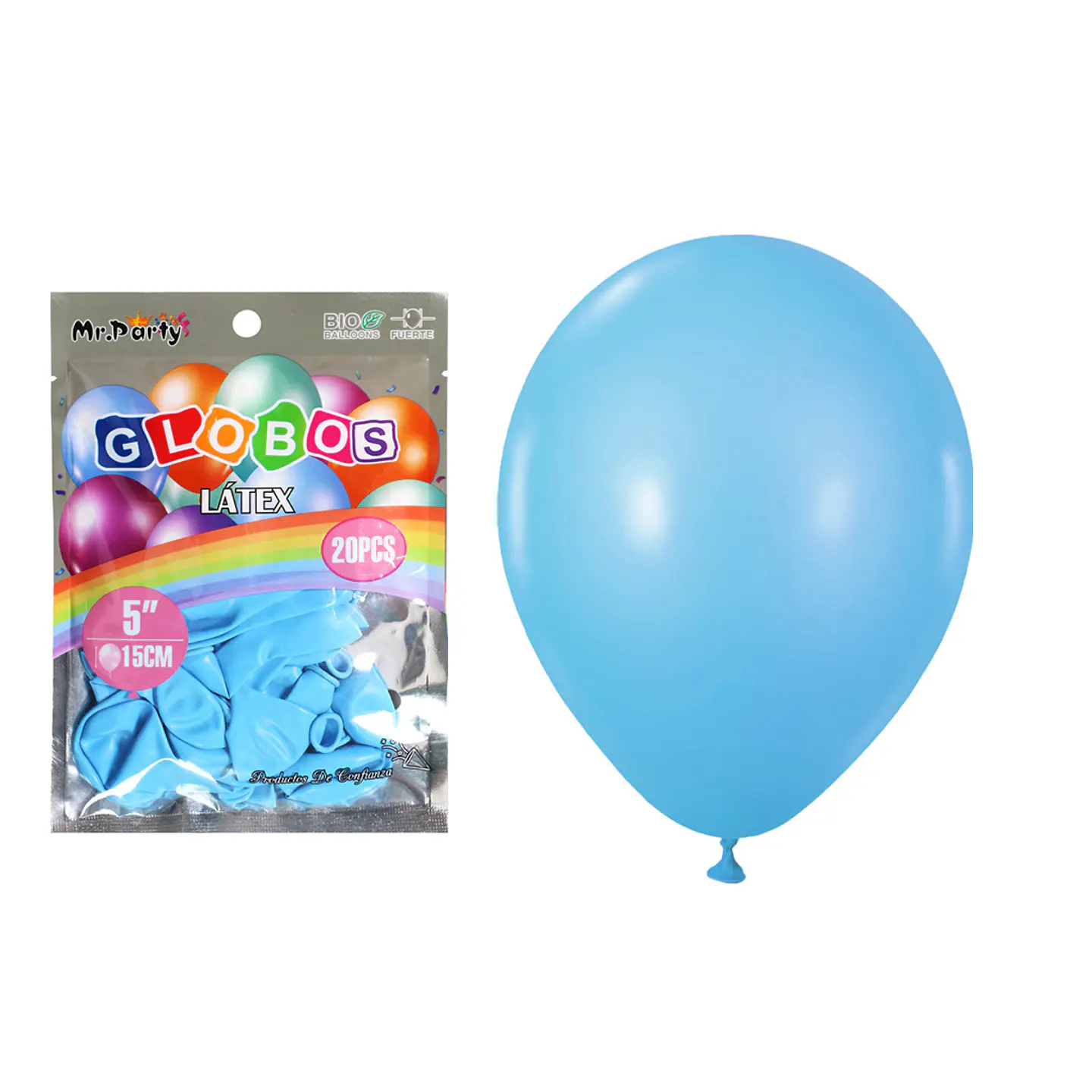 Globos de látex celeste mate 15cm 20pcs 1