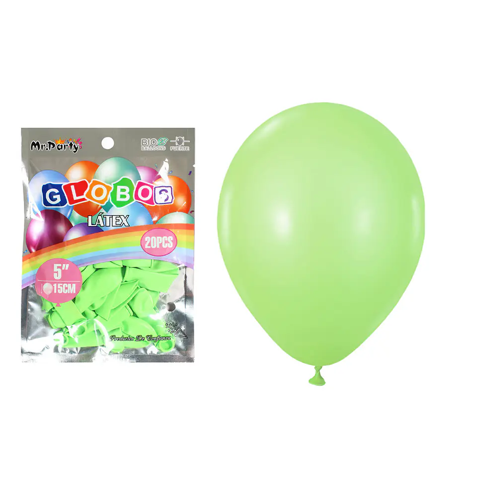 Globos de látex verde mate 15cm 20pcs 1