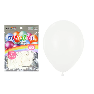 Globos de látex blanco mate 15cm 20pcs