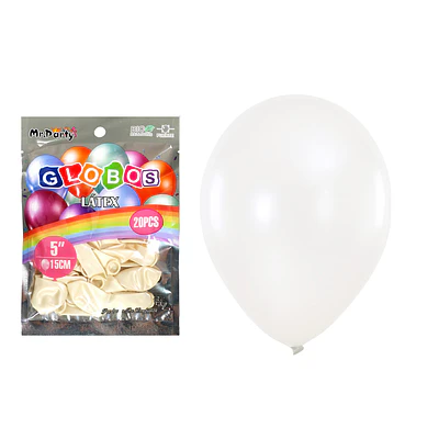 Globos de látex perlado blanco 15cm 20pcs