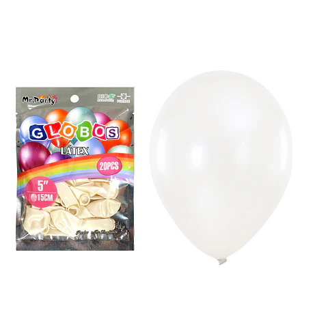 Globos de látex perlado blanco 15cm 20pcs