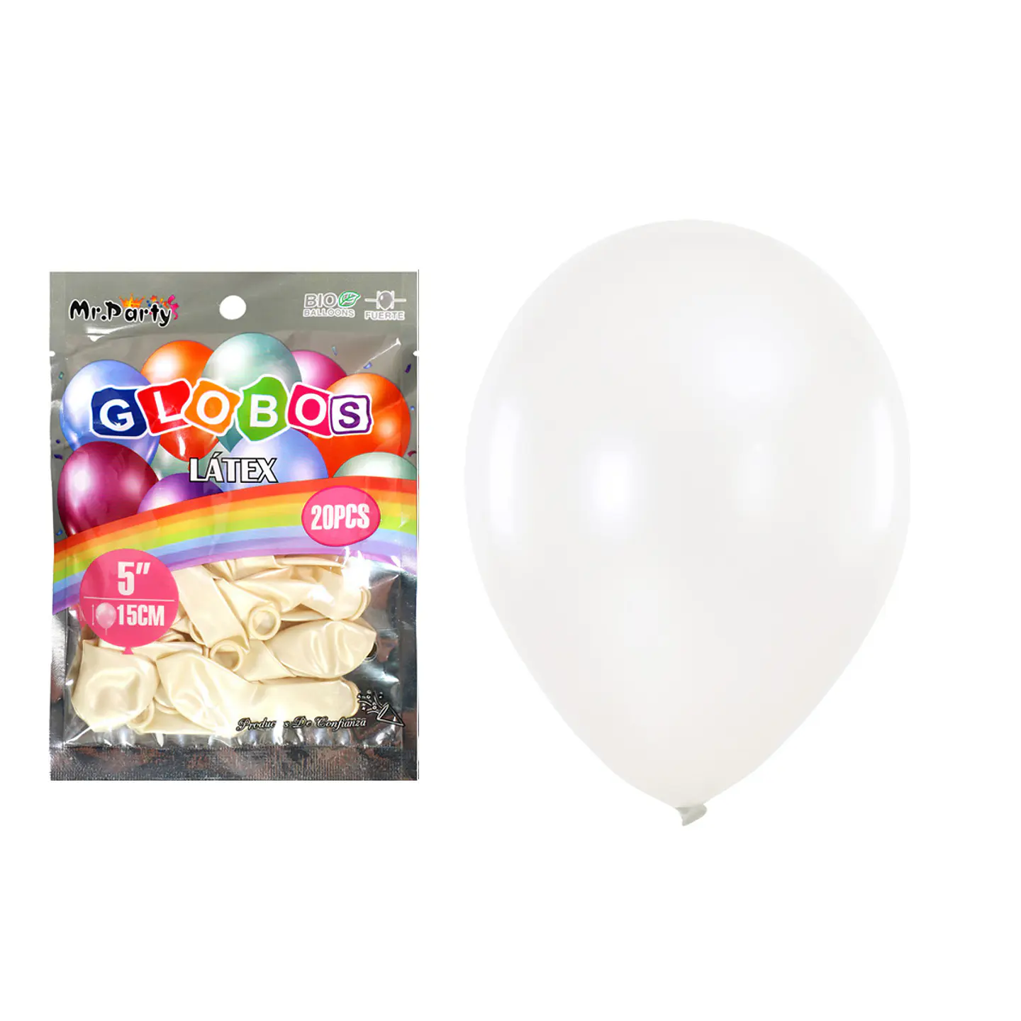 Globos de látex perlado blanco 15cm 20pcs 1