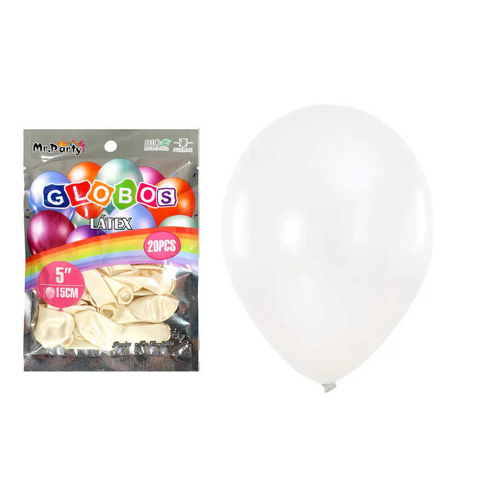 Globos de látex perlado blanco 15cm 20pcs 1