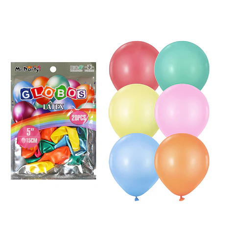 Globos de látex perlado colores surtidos 15cm 20pcs