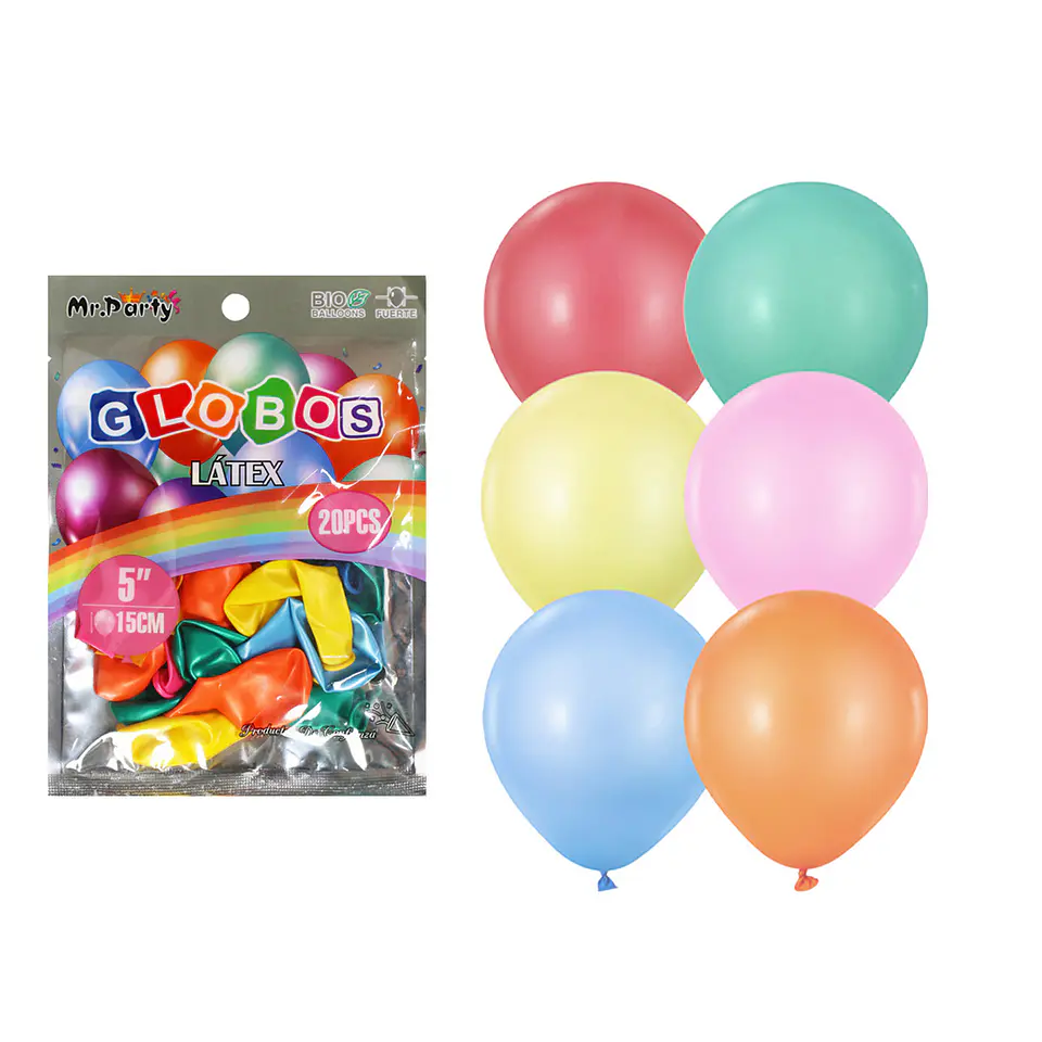 Globos de látex perlado colores surtidos 15cm 20pcs 1