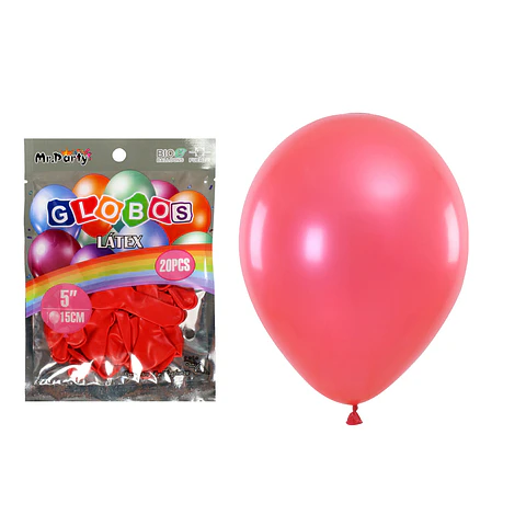 Globos de látex perlado rojo 15cm 20pcs