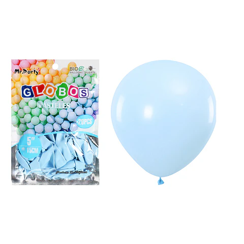 Globos de látex color pastel celeste 15cm 20pcs