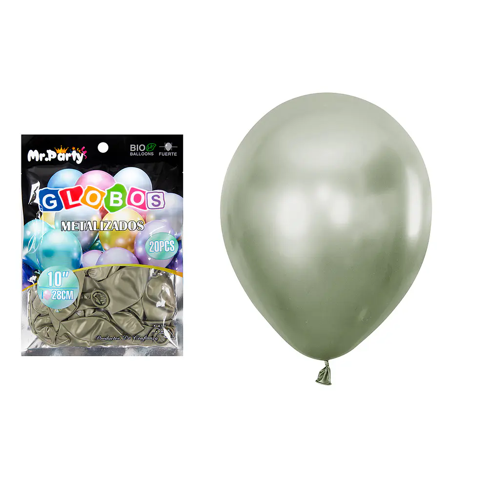 Globos de látex verde oliva cromados metalizados 28cm 20pcs