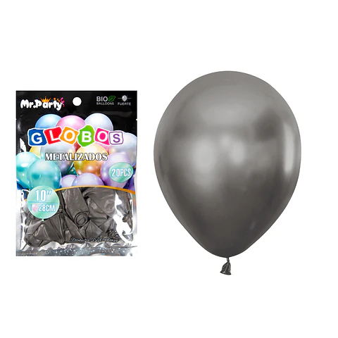 Globos de látex negro cromados metalizados 28cm 20pcs