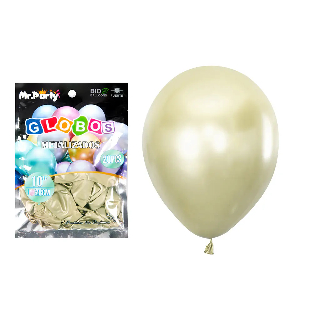 Globos de látex dorado claro cromados metalizados 28cm 20pcs