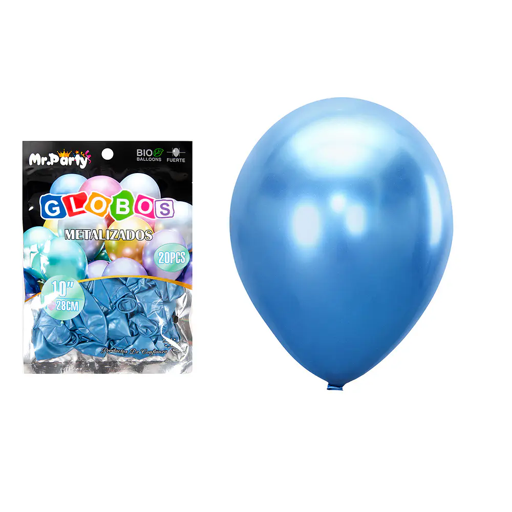 Globos de látex azul cromados metalizados 28cm 20pcs