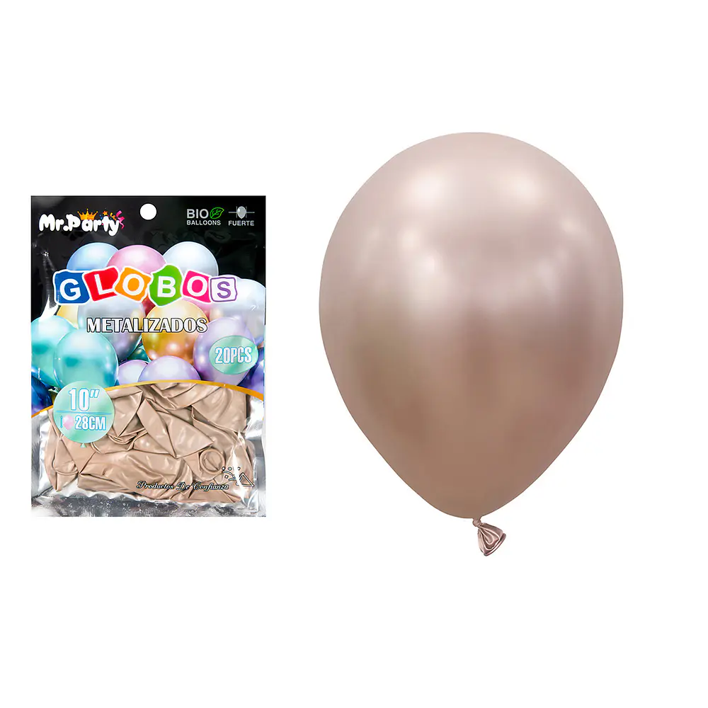 Globos de látex champagne cromados metalizados 28cm 20pcs