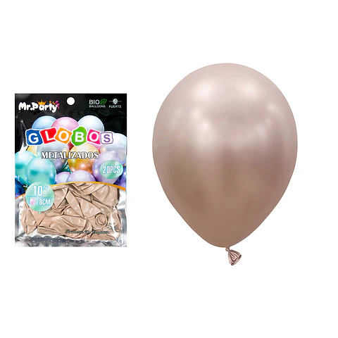 Globos de látex champagne cromados metalizados 28cm 20pcs