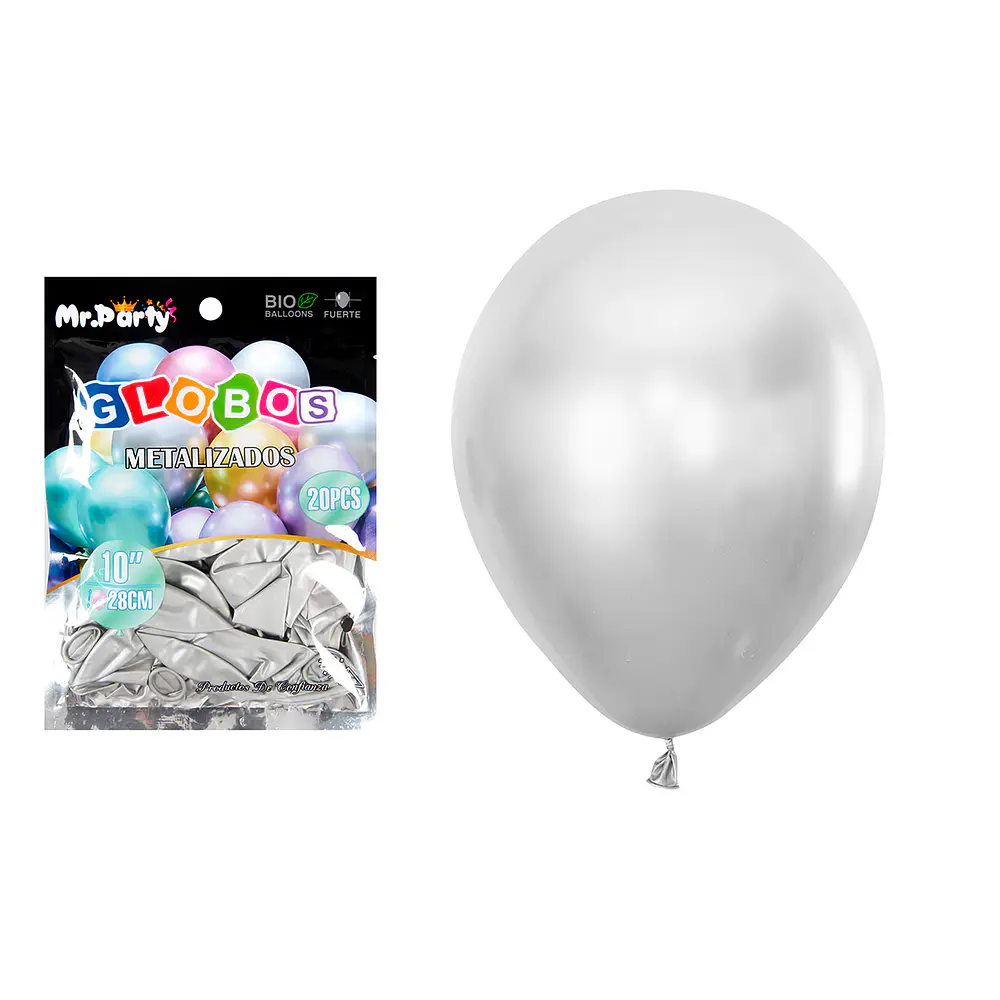 Globos de látex plateado cromados metalizados 28cm 20pcs
