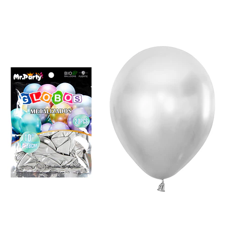 Globos de látex plateado cromados metalizados 28cm 20pcs