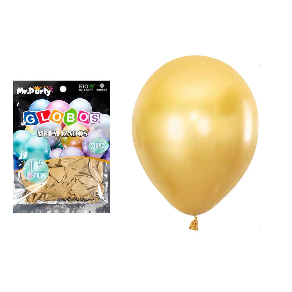 Globos de látex dorado cromados metalizados 28cm 20pcs
