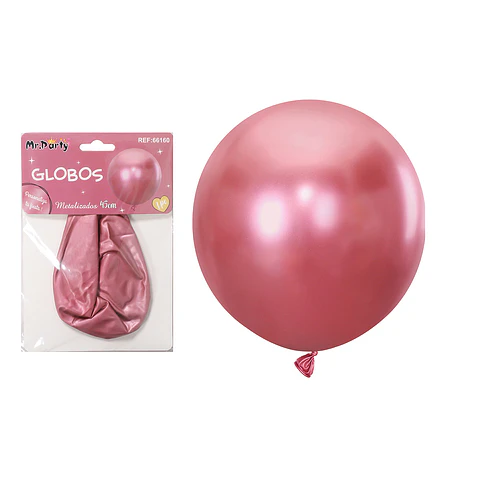 Globos de látex metalizados cromados rojo 45cm
