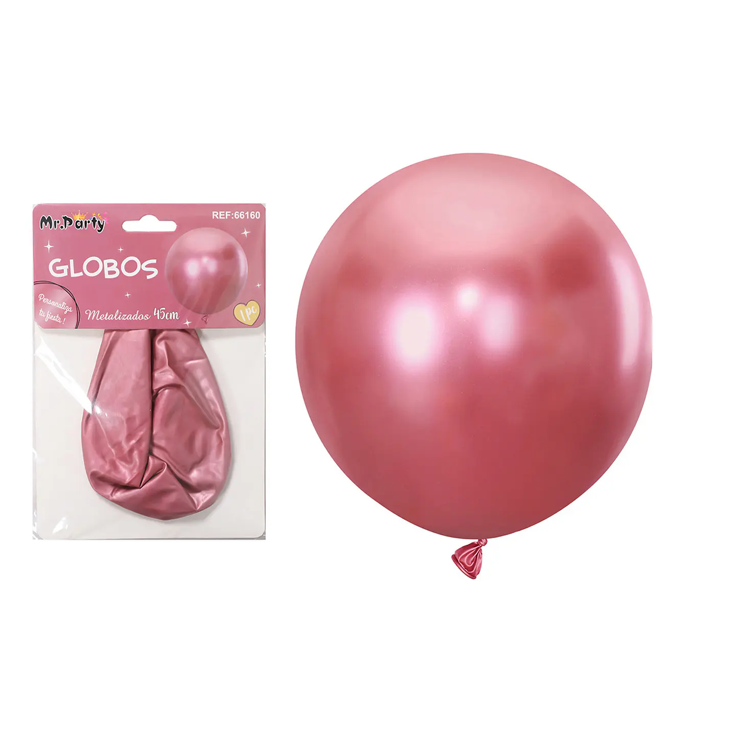 Globos de látex metalizados cromados rojo 45cm 1