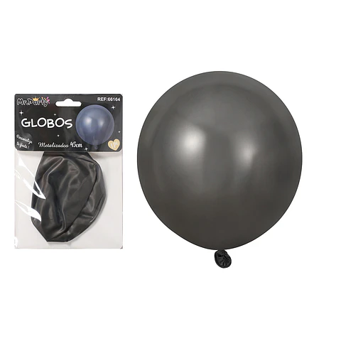 Globos de látex metalizados cromados negro 45cm