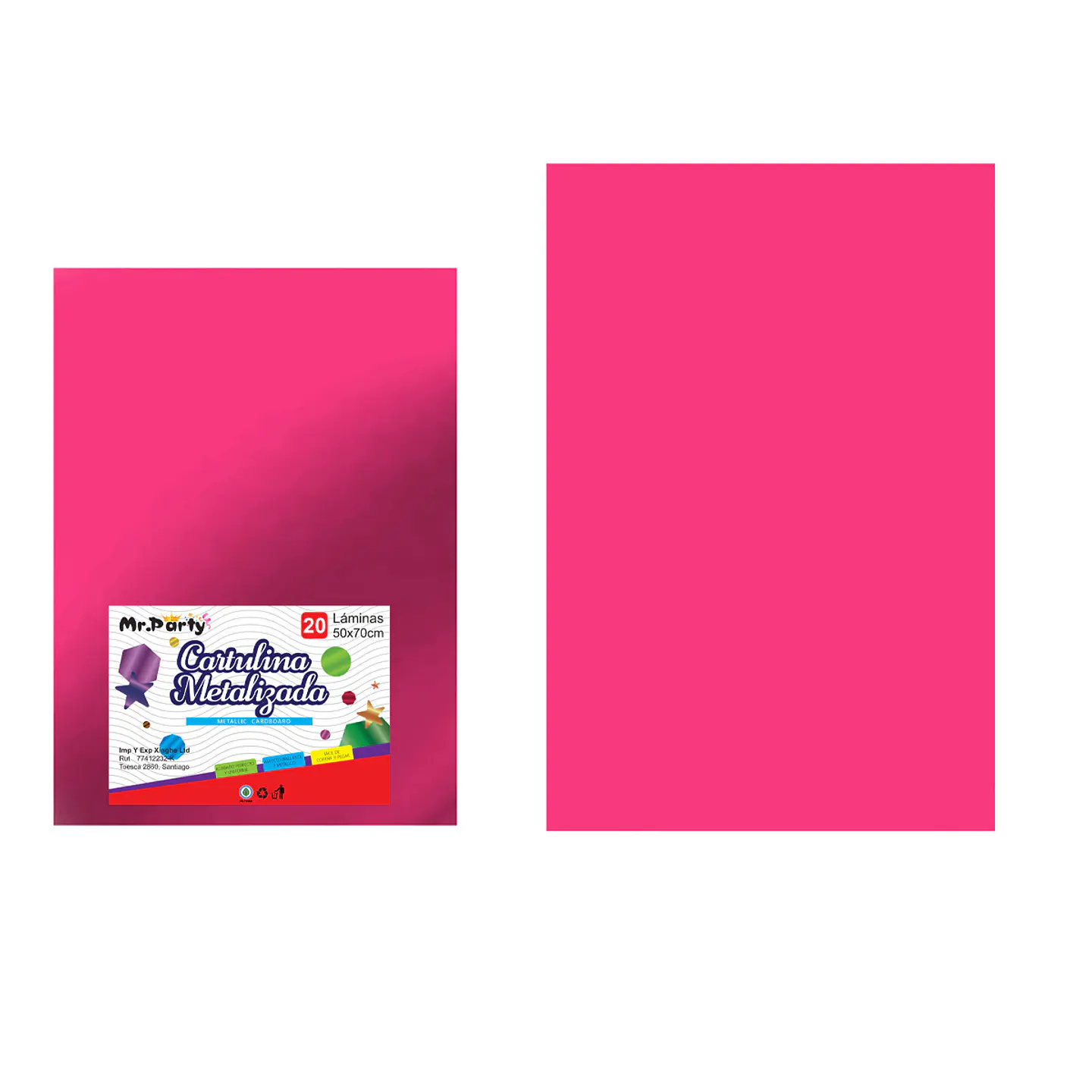 Cartulina metalizada fucsia 50*70cm 20pcs 1