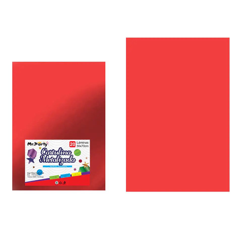 Cartulina metalizada rojo 50*70cm 20pcs