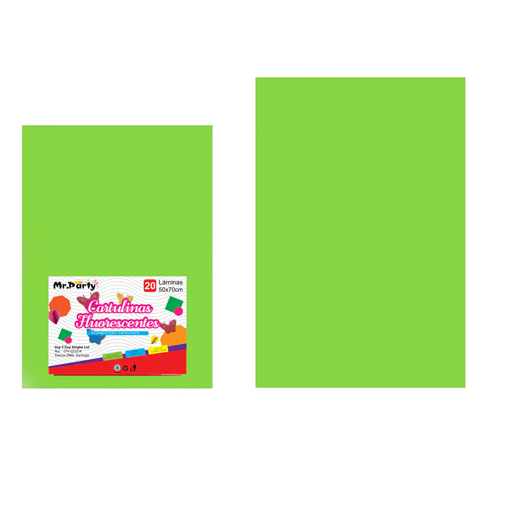 Cartulina fluorescente verde 50*70cm 20pcs
