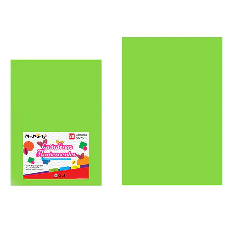 Cartulina fluorescente verde 50*70cm 20pcs