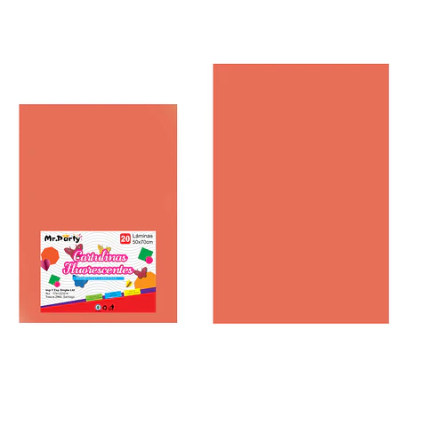 Cartulina fluorescente naranja rojo 50*70cm 20pcs