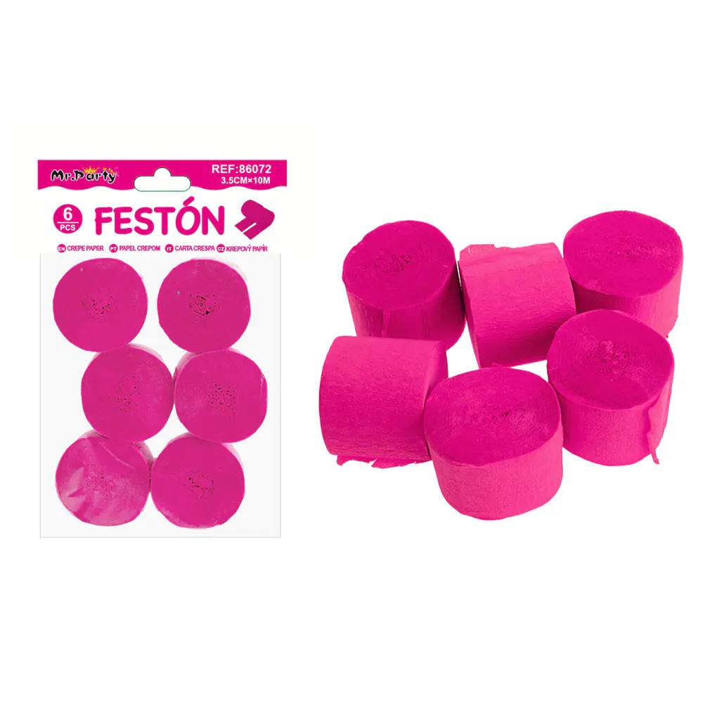 Festón de fiesta decorativo fucsia 3.5cm*10m 6pcs