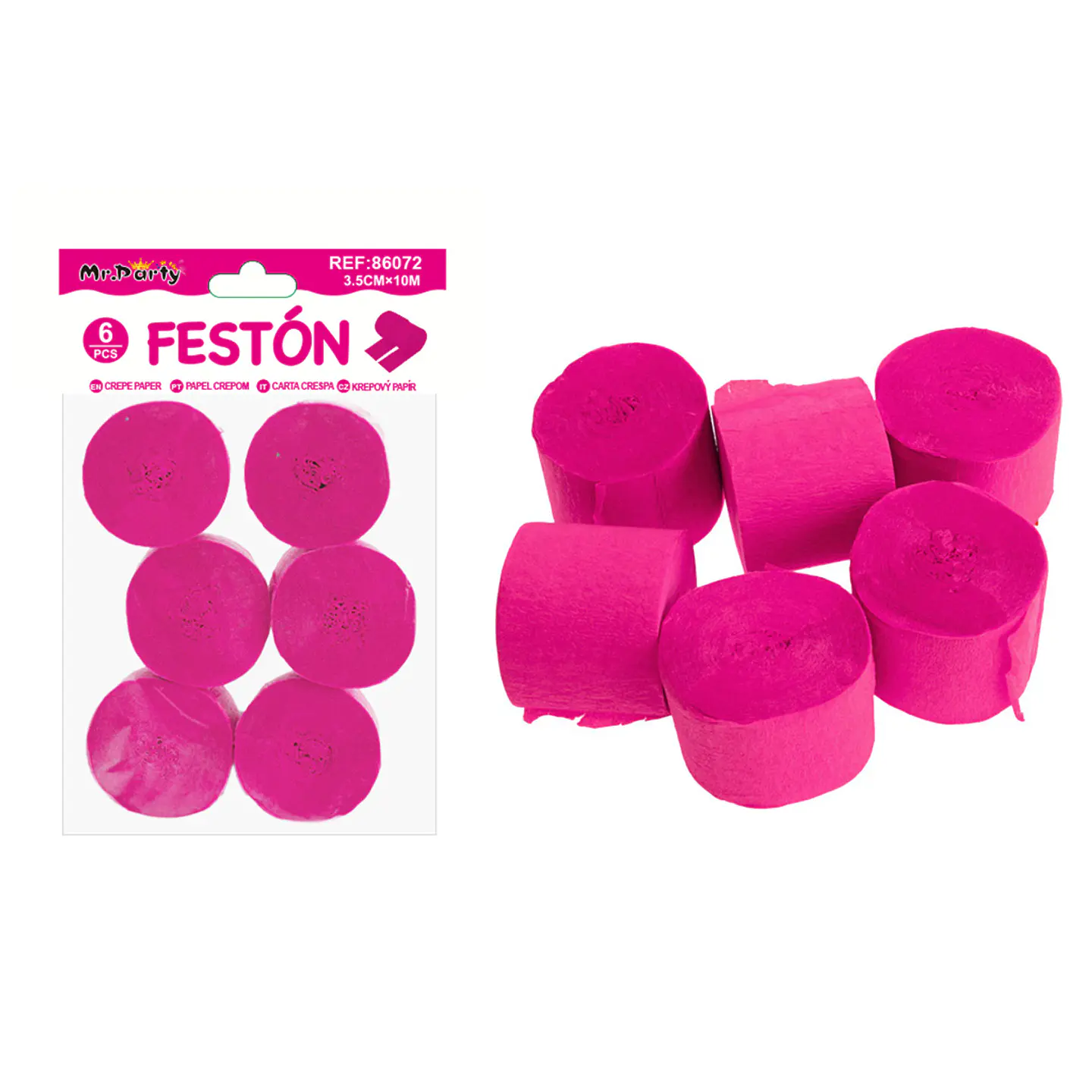 Festón de fiesta decorativo fucsia 3.5cm*10m 6pcs 1
