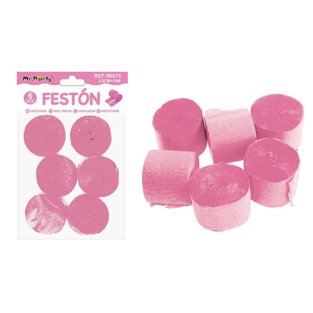 Festón de fiesta decorativo rosado 3.5cm*10m 6pcs