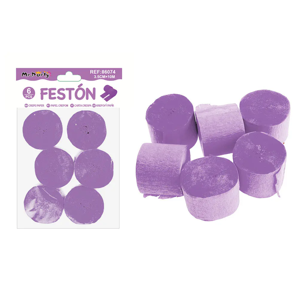 Festón de fiesta decorativo lila 3.5cm*10m 6pcs