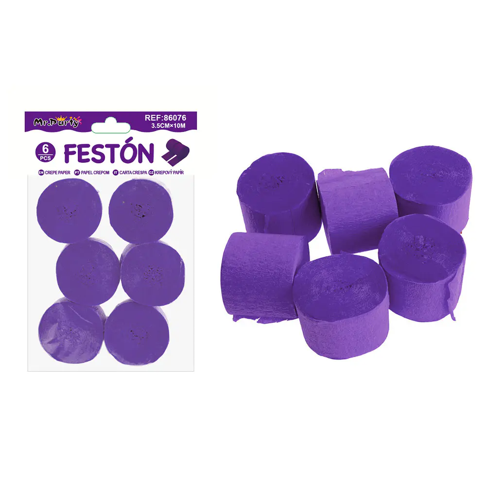 Festón de fiesta decorativo morado 3.5cm*10m 6pcs