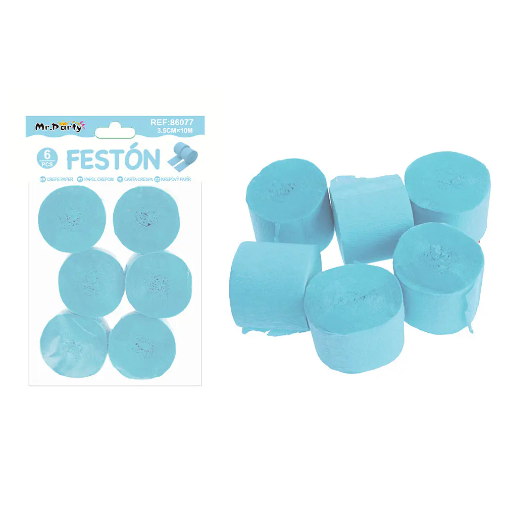 Festón de fiesta decorativo celeste 3.5cm*10m 6pcs