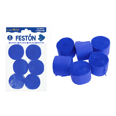 Festón de fiesta decorativo azul 3.5cm*10m 6pcs