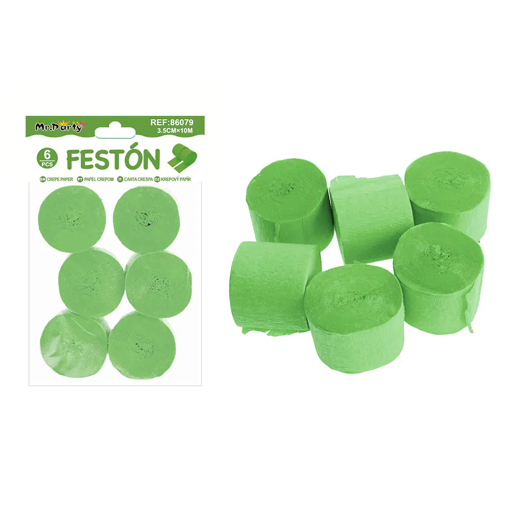 Festón de fiesta decorativo verde claro 3.5cm*10m 6pcs
