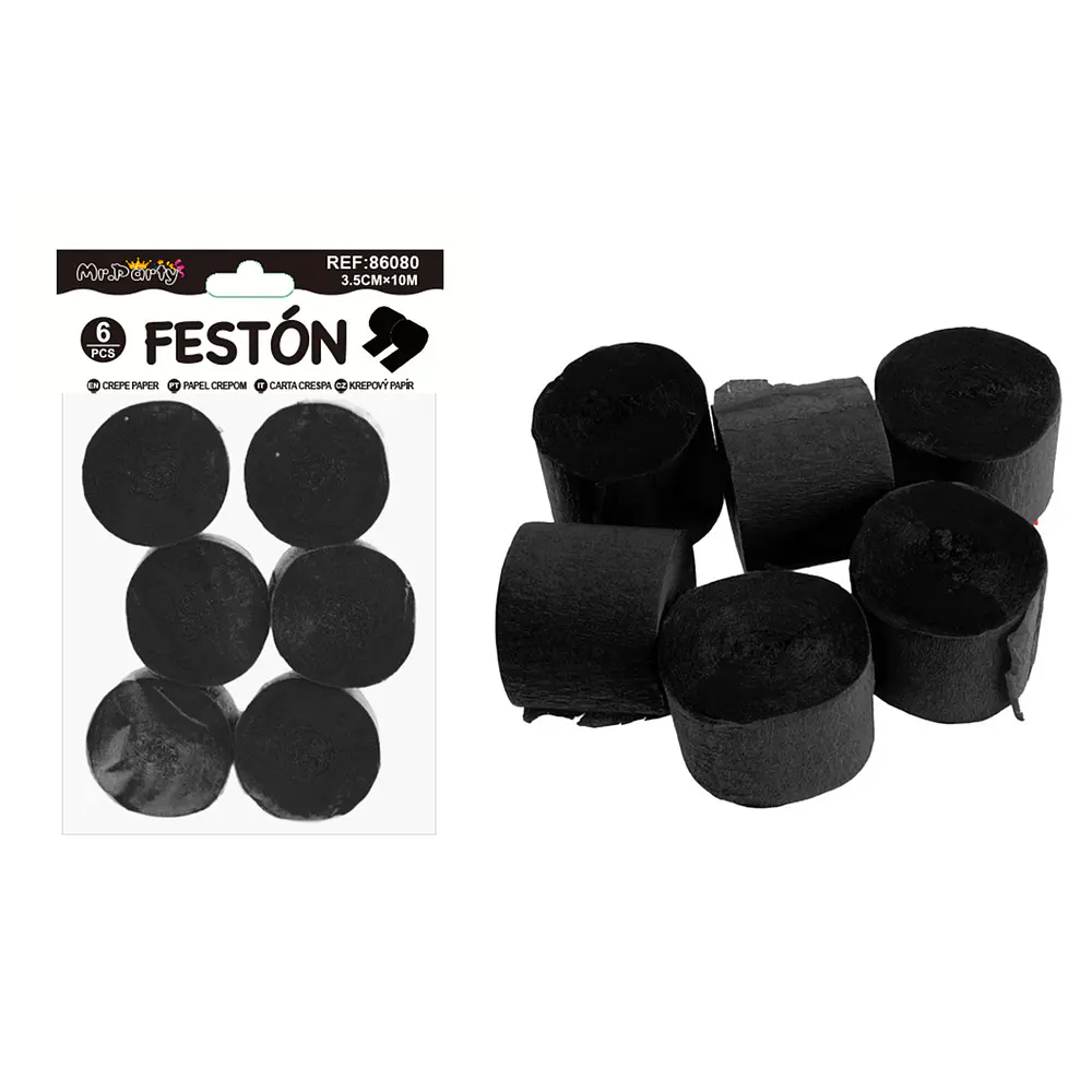 Festón de fiesta decorativo negro 3.5cm*10m 6pcs