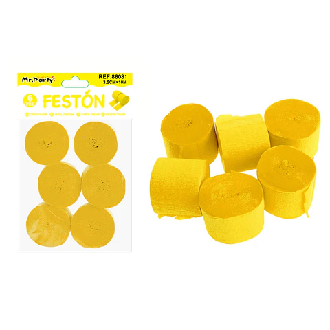 Festón de fiesta decorativo amarillo 3.5cm*10m 6pcs