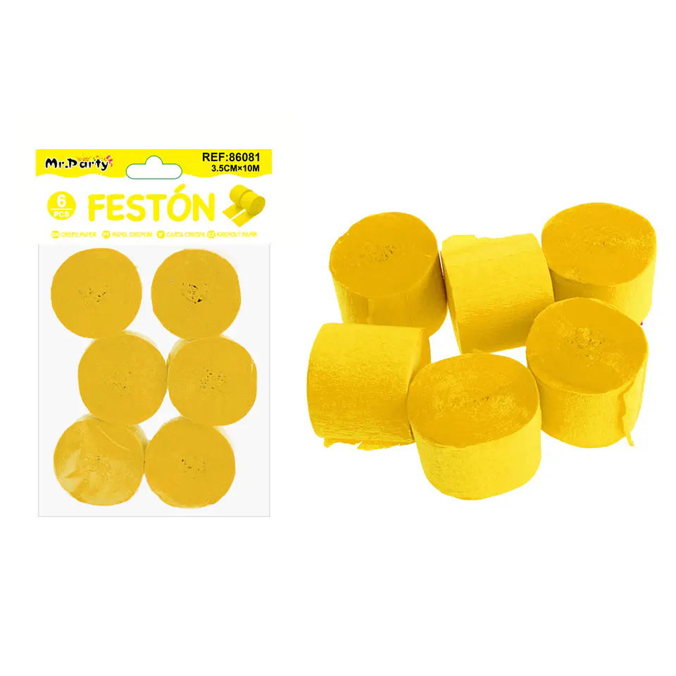 Festón de fiesta decorativo amarillo 3.5cm*10m 6pcs 1