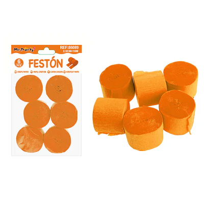 Festón fino de fiesta decorativo naranja 2.5cm*10m 6pcs