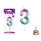 Vela de cumpleaños número 3 multicolor 9cm - Miniatura 1