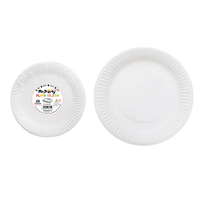 Plato de papel redondo blanco 6 pulgadas 15.2cm 20pcs