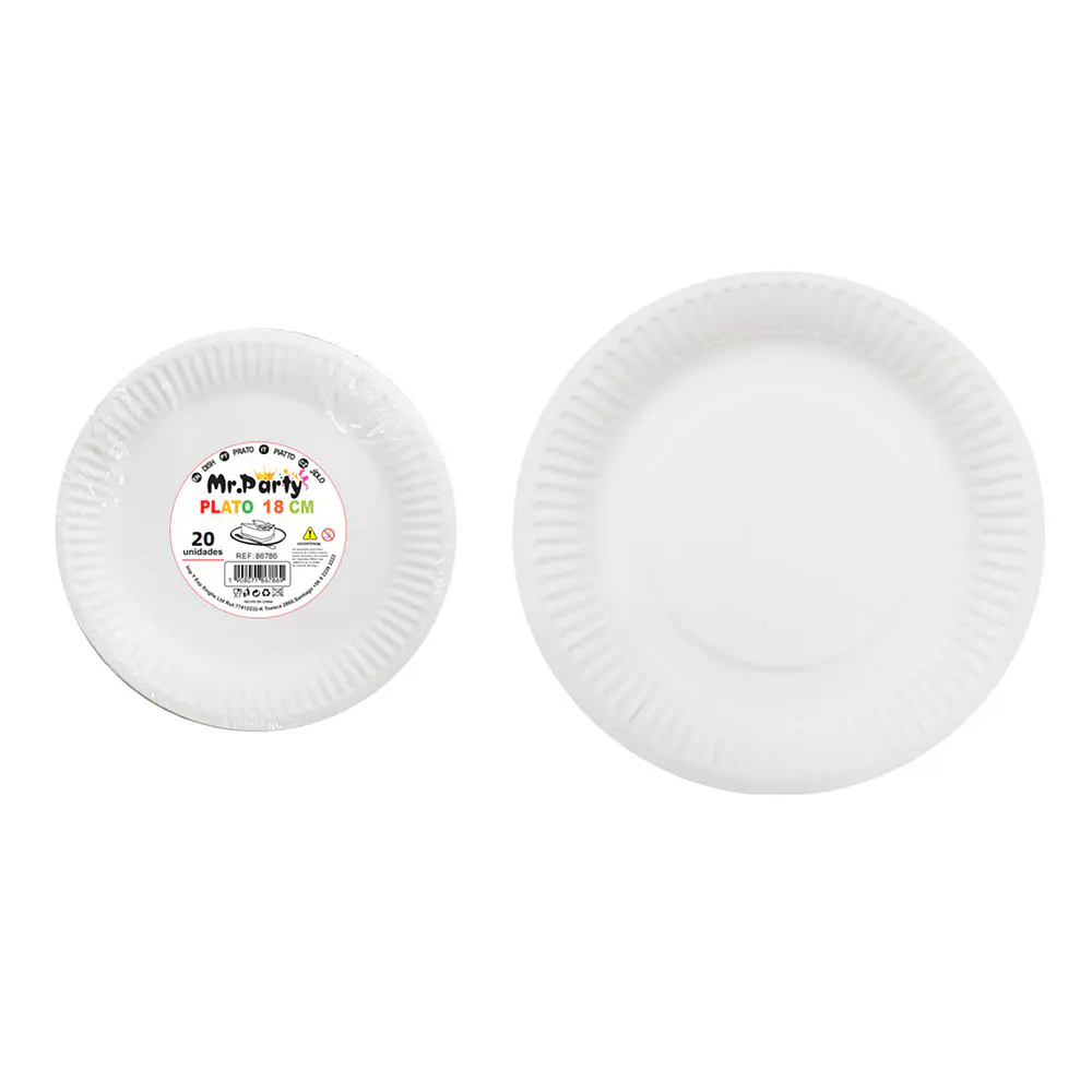Plato de papel redondo blanco 7 pulgadas 18cm 20pcs