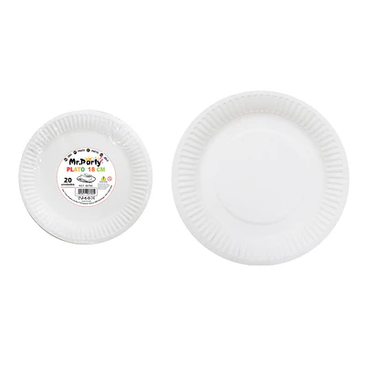 Plato de papel redondo blanco 7 pulgadas 18cm 20pcs