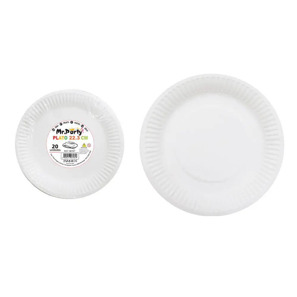 Plato de papel redondo blanco 9 pulgadas 22.3cm 20pcs