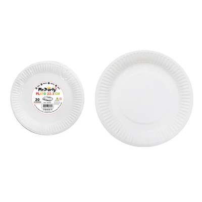 Plato de papel redondo blanco 9 pulgadas 22.3cm 20pcs