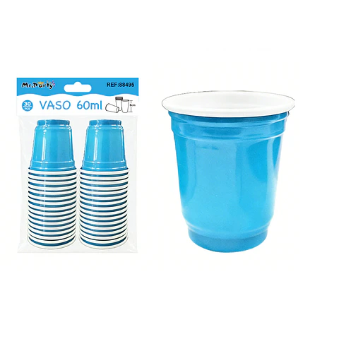 Vasos plásticos shot desechable celeste 60ML 30pcs